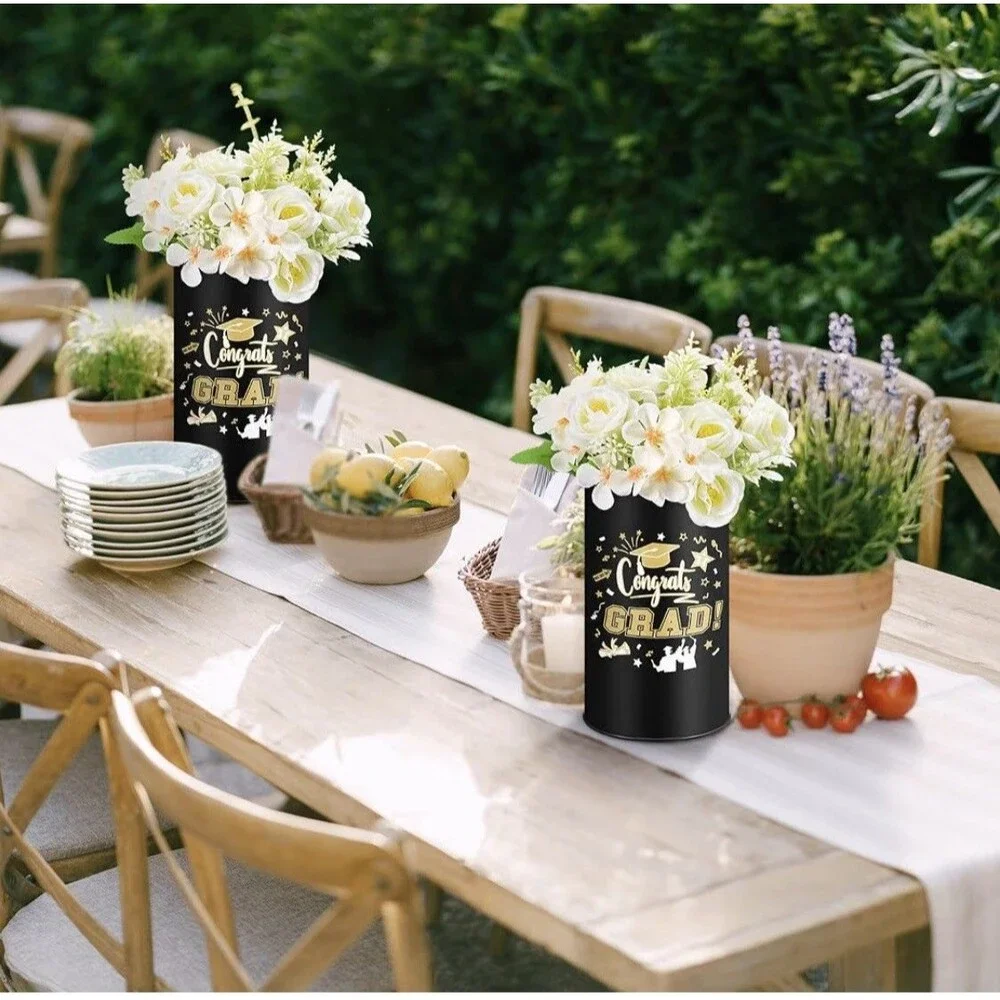 Set of 6 Black Plastic 16oz Tumblers “Congrats Grad” – Graduation Cups